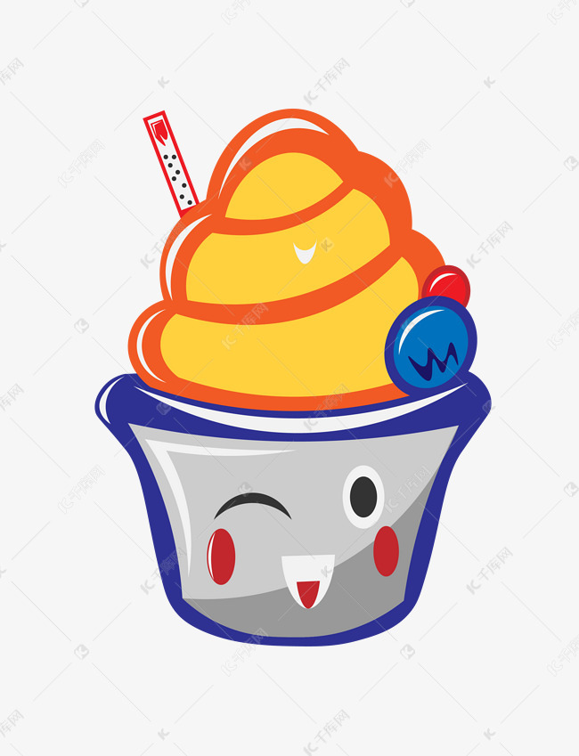 杯装冰淇淋卡通插画