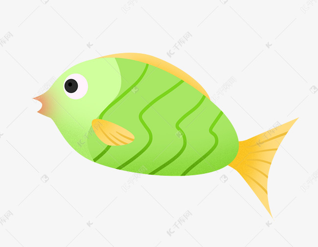 绿色小鱼卡通插画