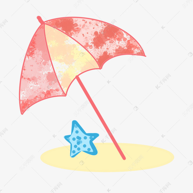 遮阳伞的夏季插画