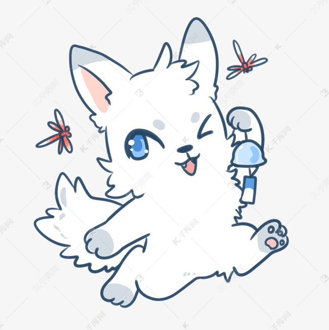 正准备去挂风铃的小白狼