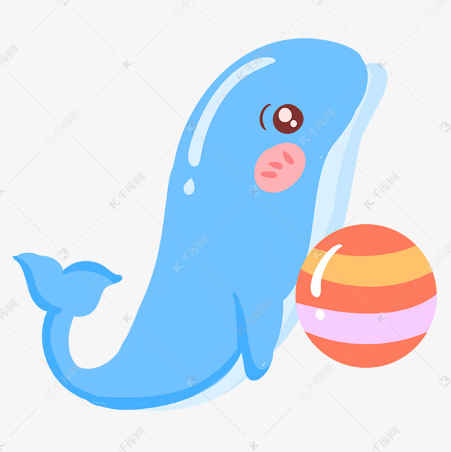 玩球卡通海豚插画