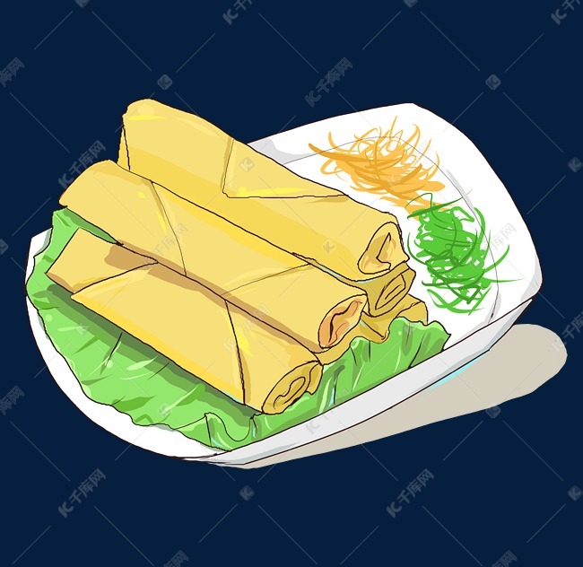 一盘炸春卷小吃插图