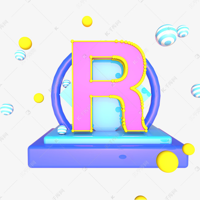 蓝色展台英文字母r素材图片免费下载-千库网