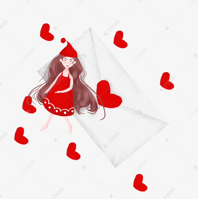 简约做美梦的女孩插画海报免抠元素