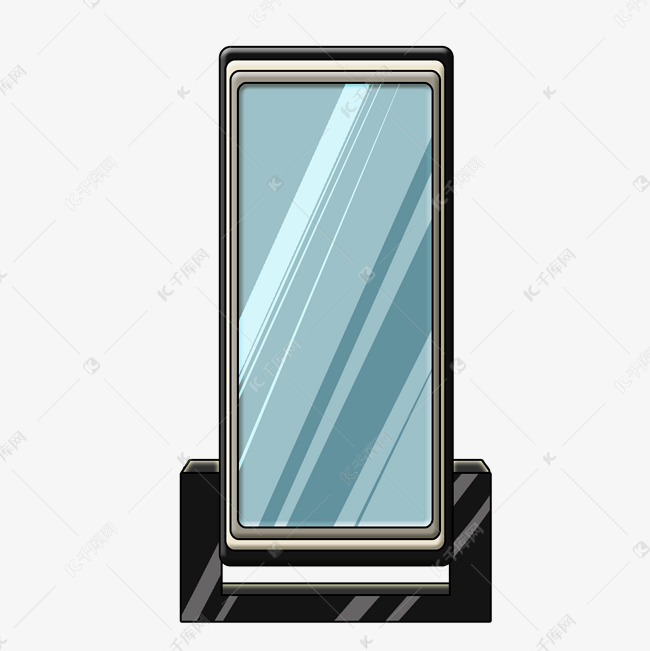 卡通方形穿衣镜插画