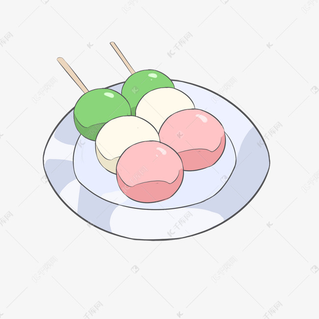 三色丸子卡通插画