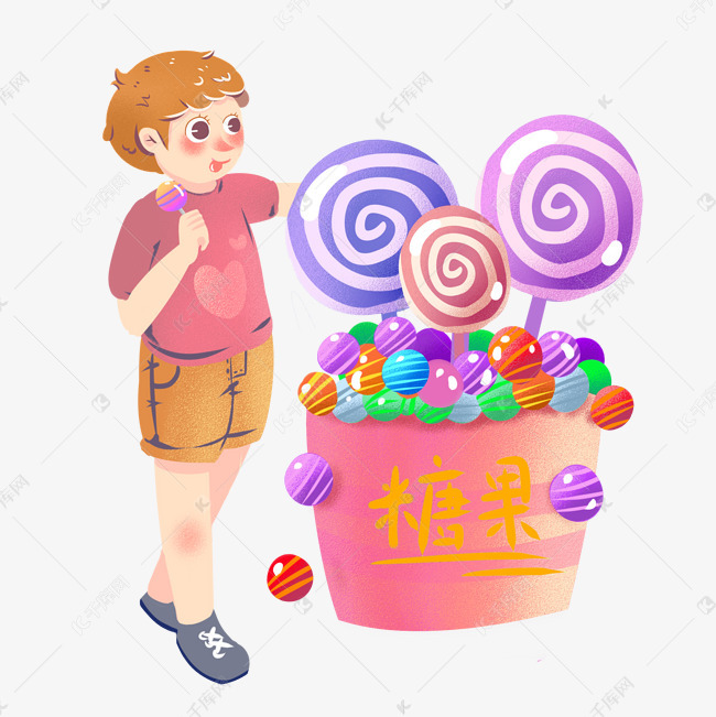 儿童节男孩吃糖果盒