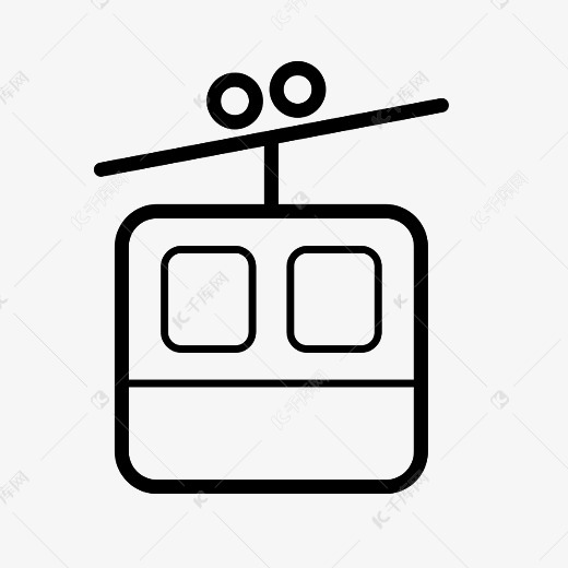 免抠元素 卡通插画 黑色创意缆车元素素材来源:千库网商用版权素材