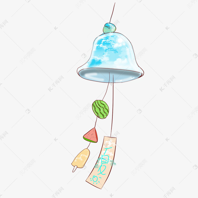 炎炎夏日手绘风铃素材图片免费下载 高清装饰图案psd 千库网 图片编号