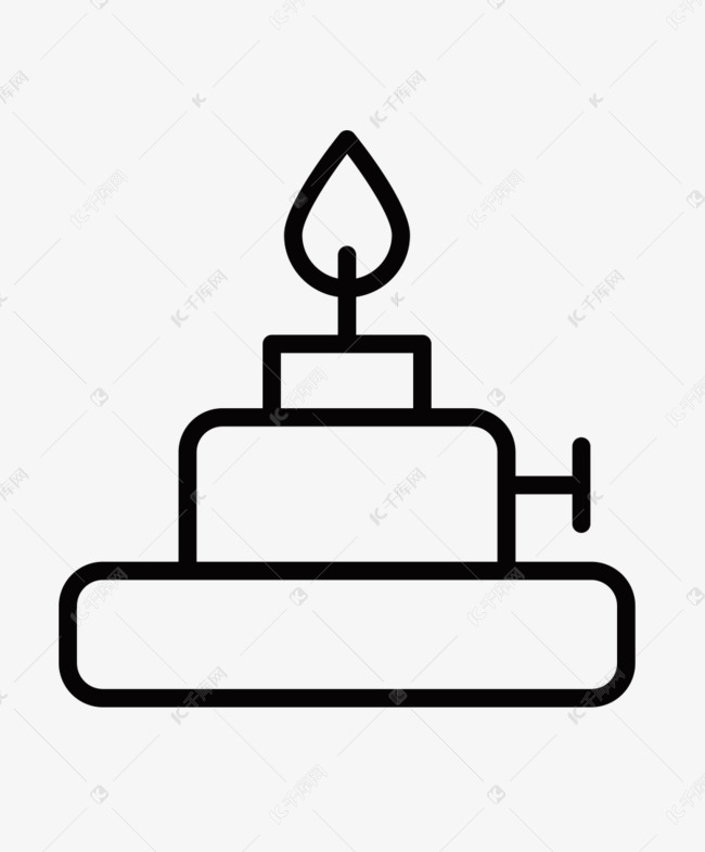 生日蛋糕黑色线描图标