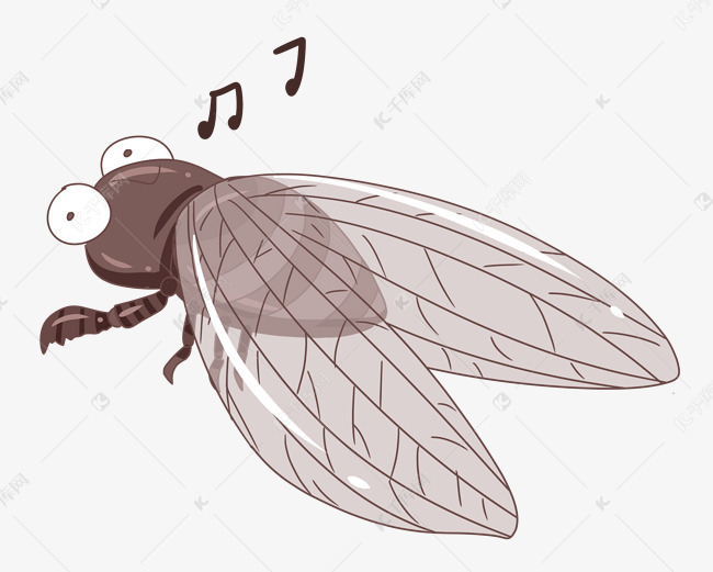 鸣叫蝉装饰卡通插画