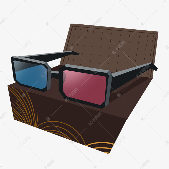 精美红蓝电影眼镜插画