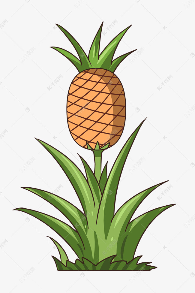 卡通菠萝树装饰插画