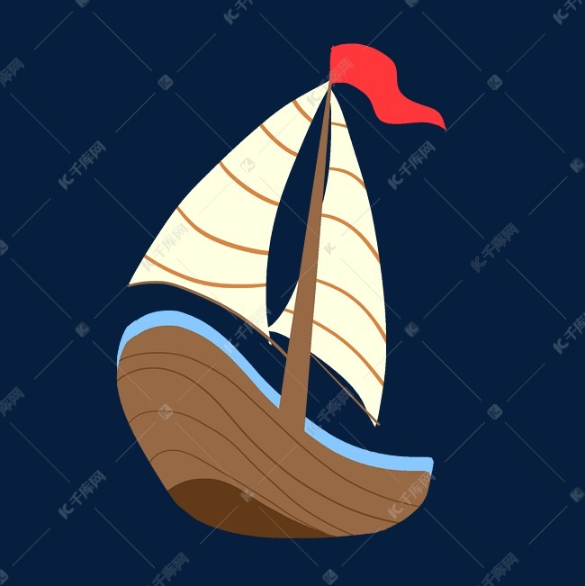 棕色木制帆船插图