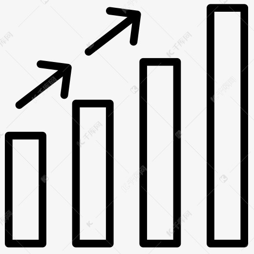 黑色手绘线稿柱形数据上升元素