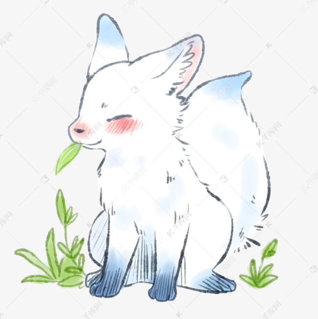 一只小清新的蓝色小狐狸