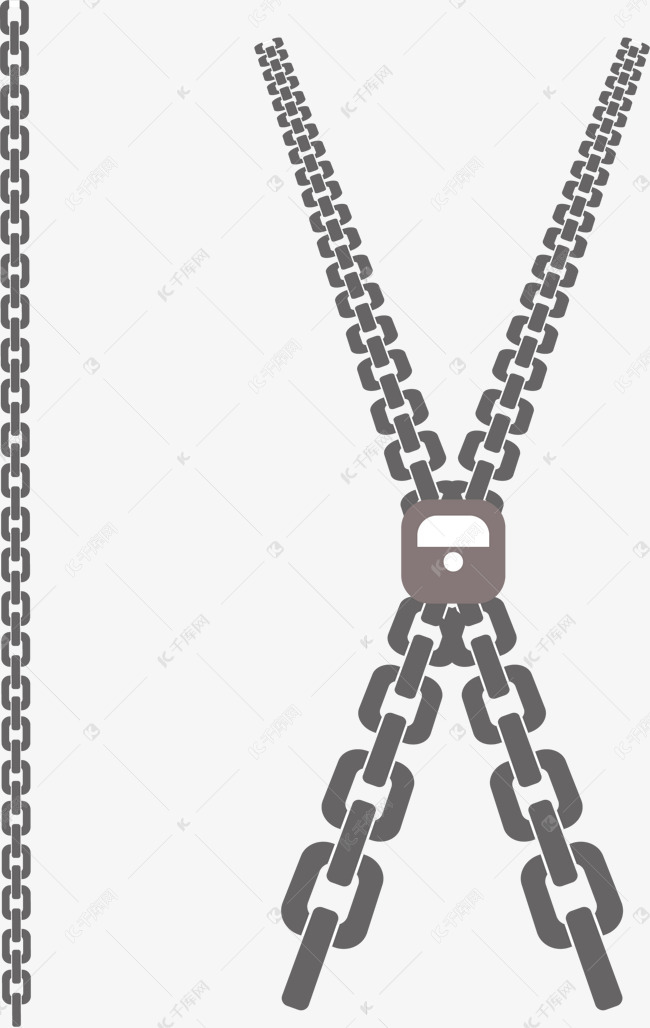 手绘黑色锁链png素材