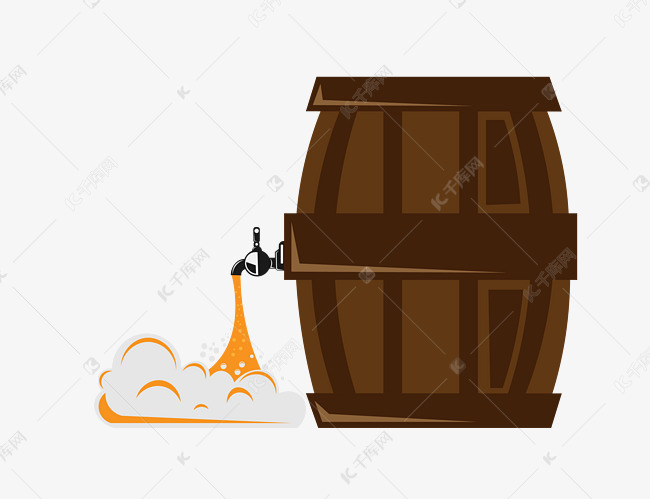 啤酒酒桶卡通插画