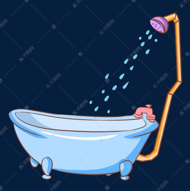 洗澡盆淋雨盆插画