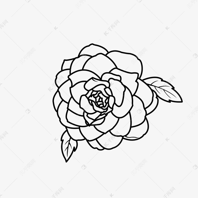 镂空山茶花矢量图