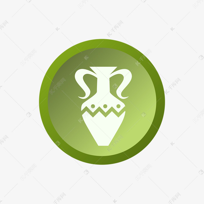 绿色渐变花瓶卡通图标