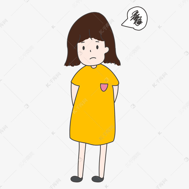 卡通烦恼的可爱女孩