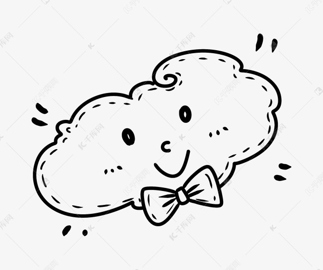 线描卡通可爱云朵png免抠图