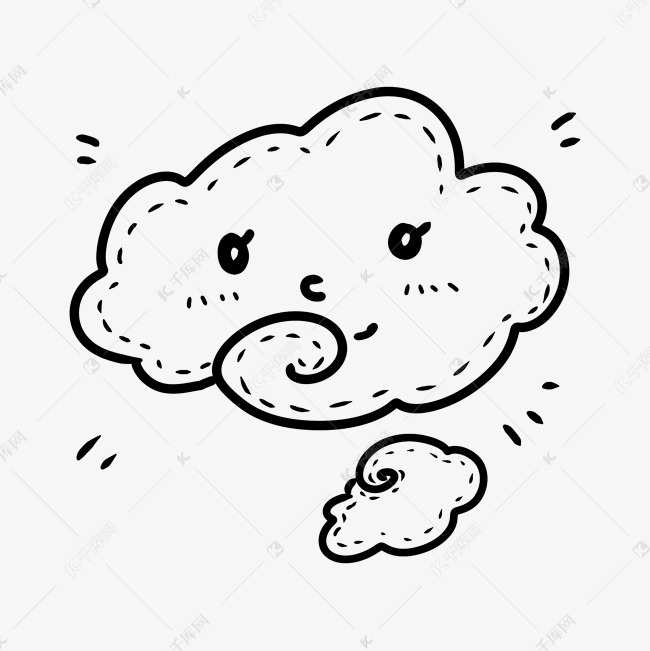 线描卡通云朵png免抠图
