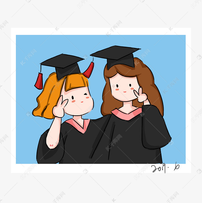 毕业季毕业照学士服卡通