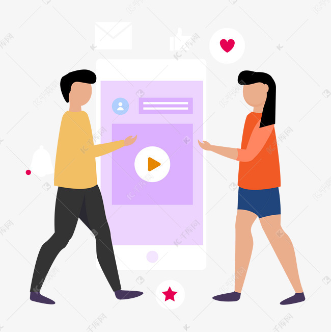 扁平风手机聊天沟通元素