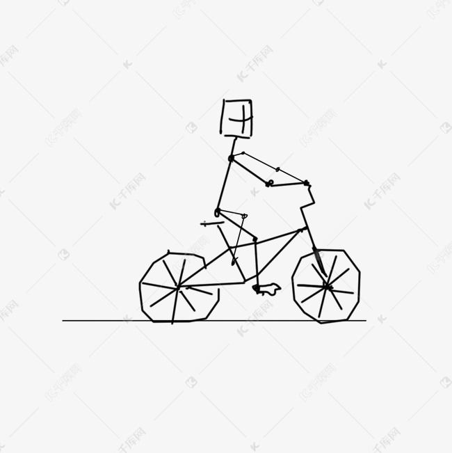 线描火柴人骑车