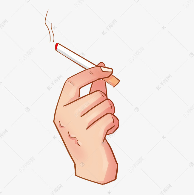 卡通掐烟手势插画