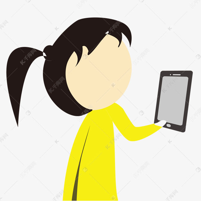 玩手机的卡通女孩