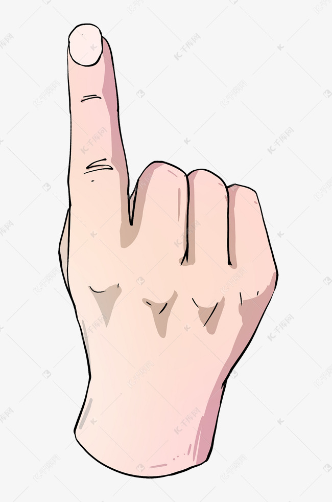 指向上面卡通手势