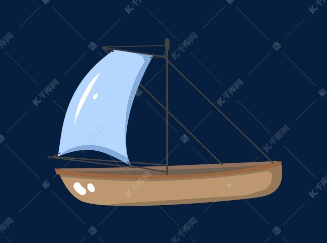 卡通木筏帆船