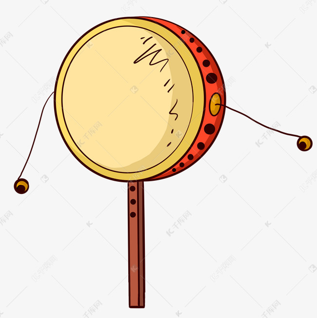 黄色拨浪鼓插画