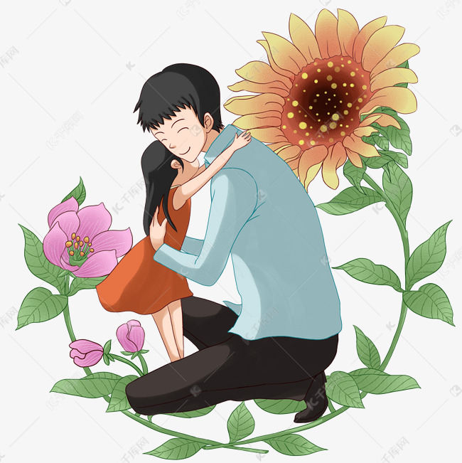 拥抱父亲女孩