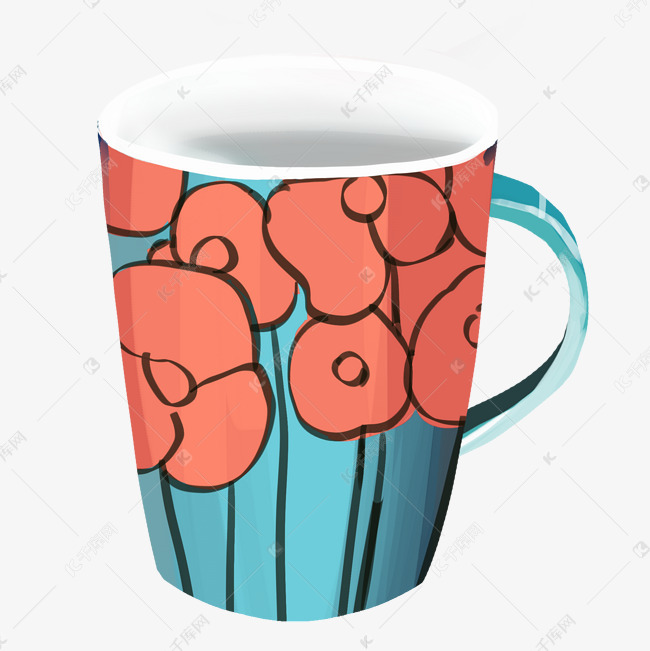 小花马克杯素材图片免费下载-千库网