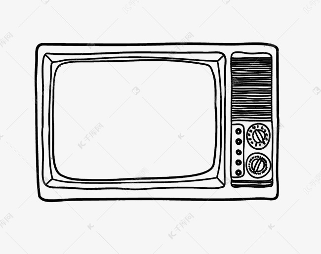 黑白电视机简笔