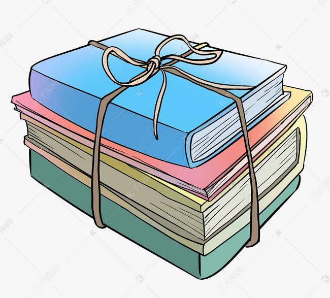 卡通叠起书本插图