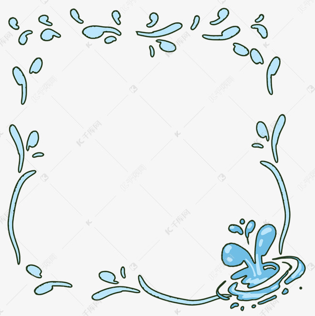 水纹状蓝色可爱边框简单