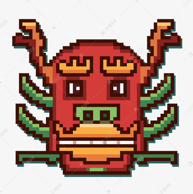 像素风格端午节龙舟龙头