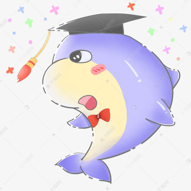 戴博士帽蓝色海豚