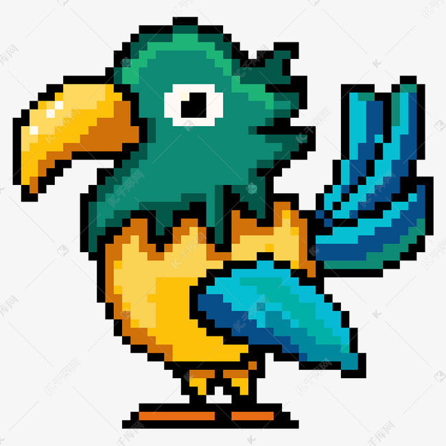 像素风格漂亮的鹦鹉