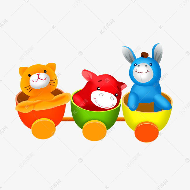 儿童玩具动物车素材图片免费下载 高清卡通手绘psd 千库网 图片编号