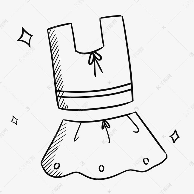 夏天可爱黑白手绘小裙子