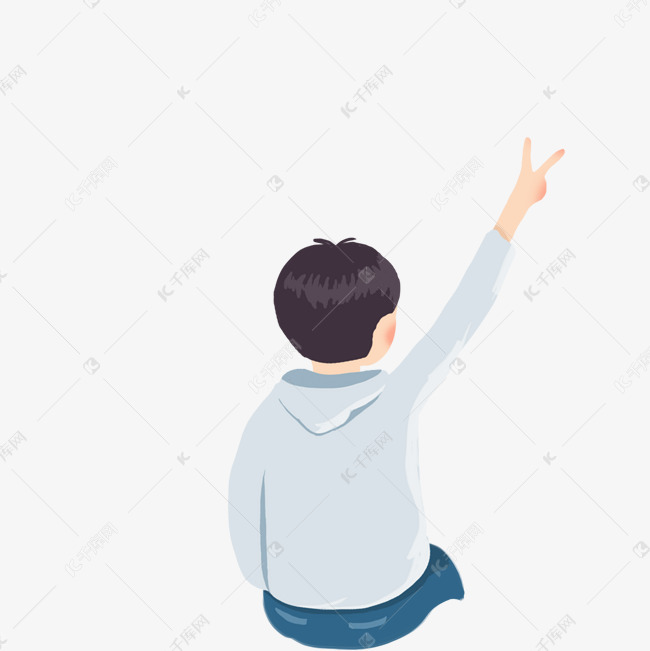 卡通比耶的白衣男孩免扣图