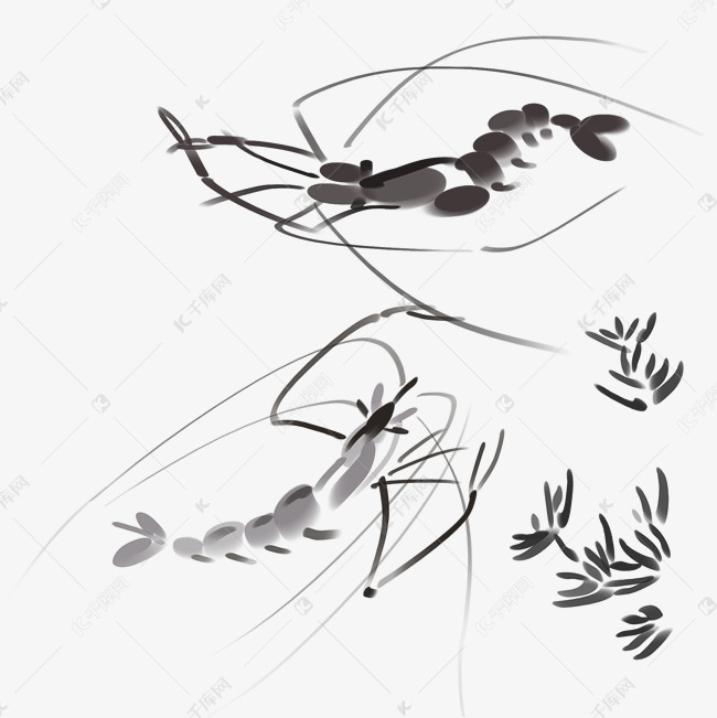 水墨风格大虾