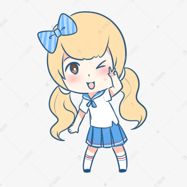 可爱的夏日水手服女孩素材图片免费下载 高清卡通手绘psd 千库网 图片编号