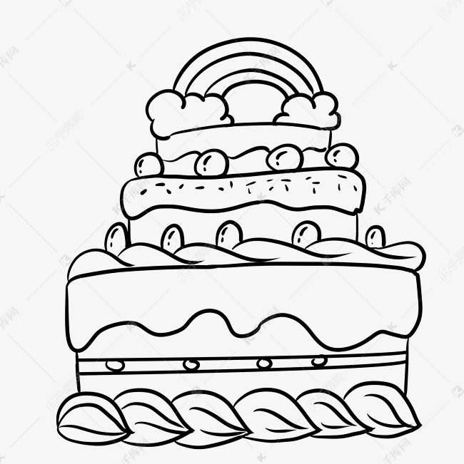 儿童节蛋糕线条简单装饰